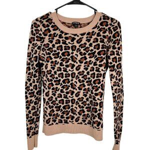 Express Animal Print Sweater S Womens Tan Black Brown Pullover Size Small Petite